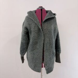 PINK MARTINI Plush Open Front Hooded Cardigan XS Heavy Weight